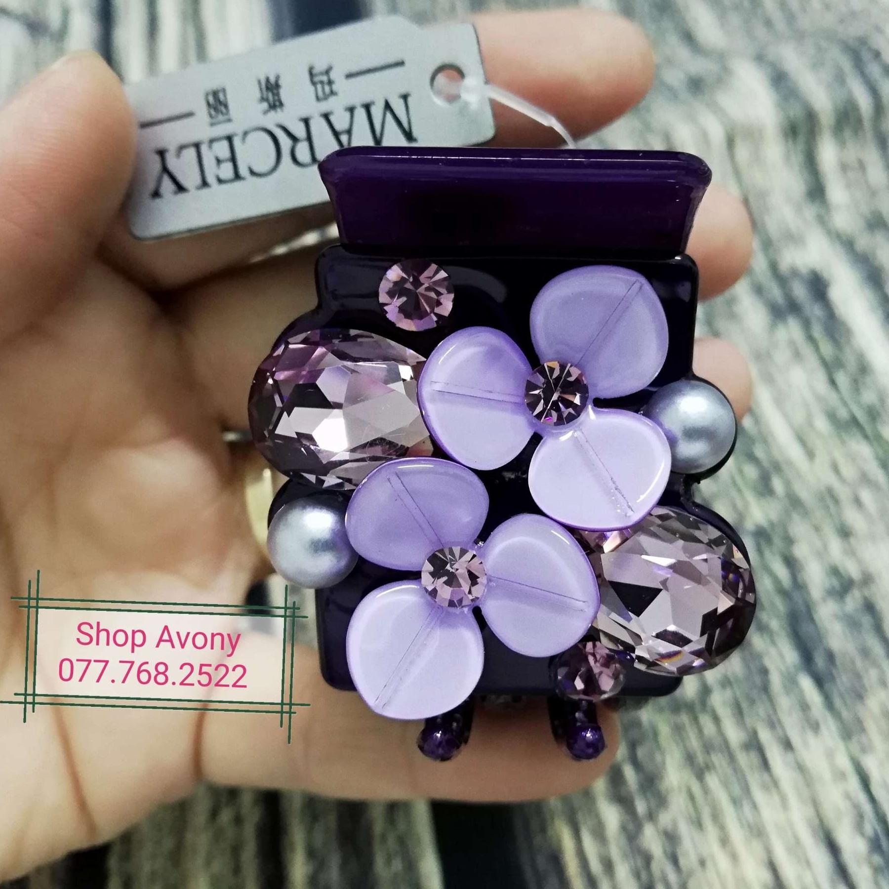 [HCM]Kẹp tóc càng cua 5 răng đính đá cao cấp Marcely