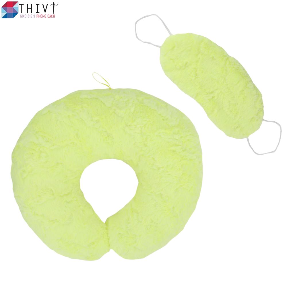Combo Gối Cổ và Bịt Mắt Du Lịch Màu Trơn THIVI