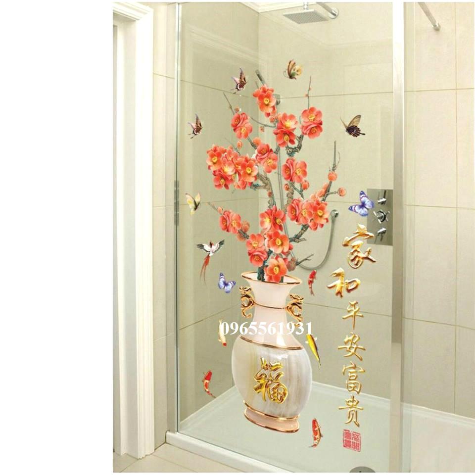 DECAL DÁN TƯỜNG BÌNH HOA 3D