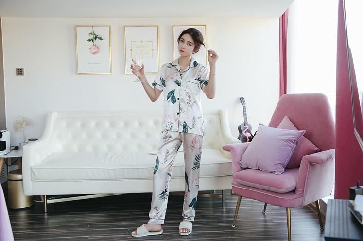 [HCM]Bộ Đồ Ngủ Dài Tay Pijama Phi Lụa Mặc Thoáng Mát Nhẹ Nhàng CDANP10