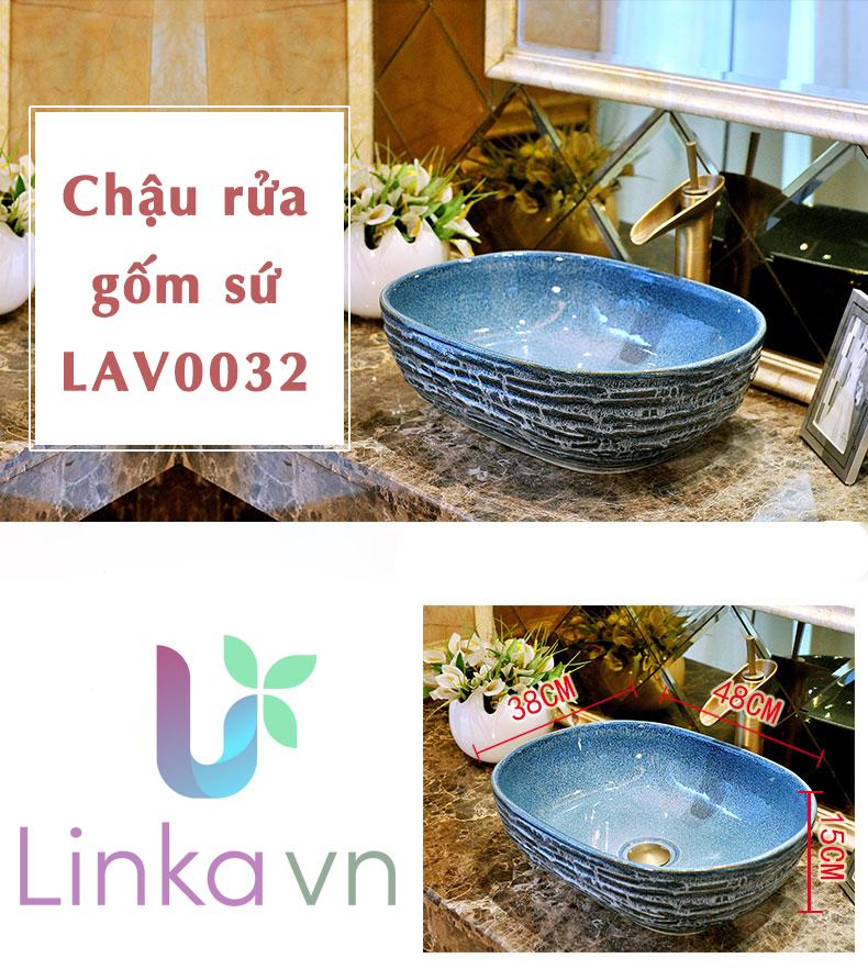 Chậu rửa lavabo gốm sứ nghệ thuật LAV0032 – Thiết kế hình chữ nhật mới lạ