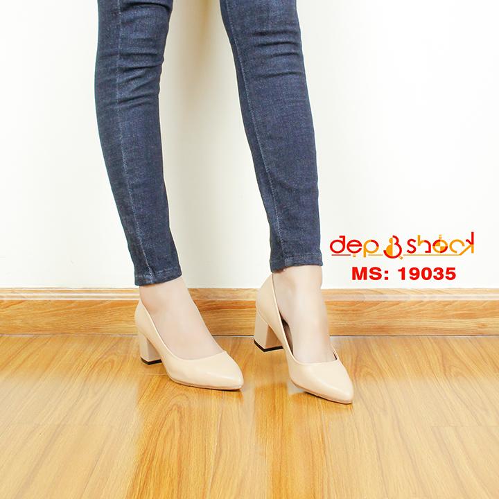 Giày Công Sở Màu Kem Da Mờ