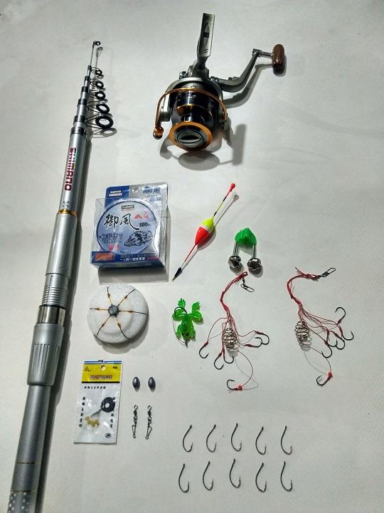 bộ cần rút shimano trắng 3m, máy yumoshi LC6000