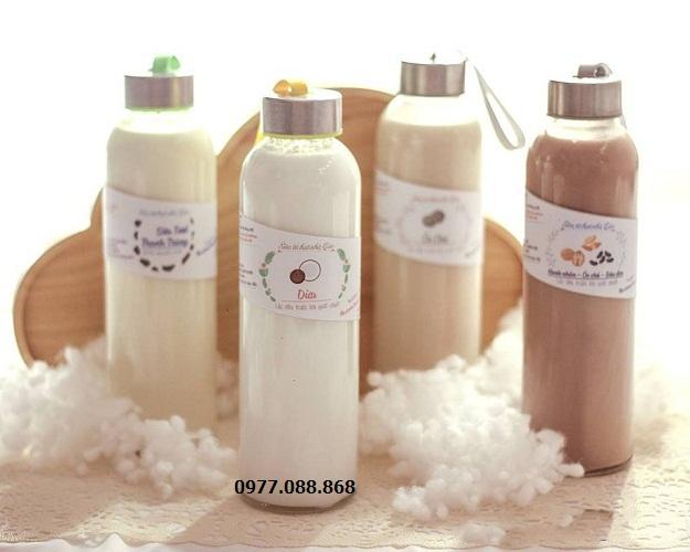 Combo 10 bình thủy tinh dây xách 500ml nắp Bạc
