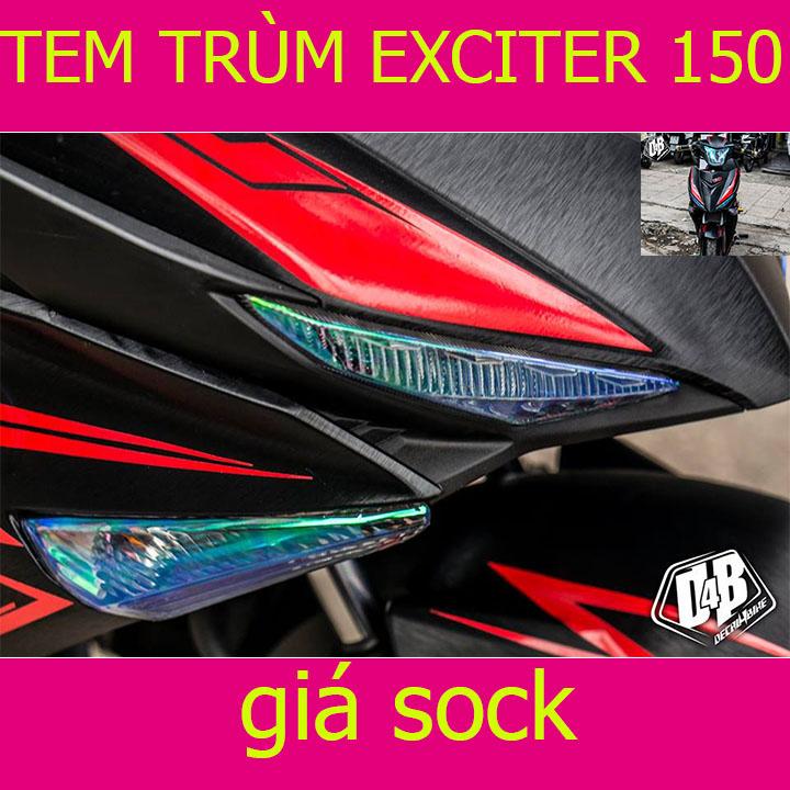Tem Trùm Xe Exciter 150 Đen Nhám Viền Đỏ