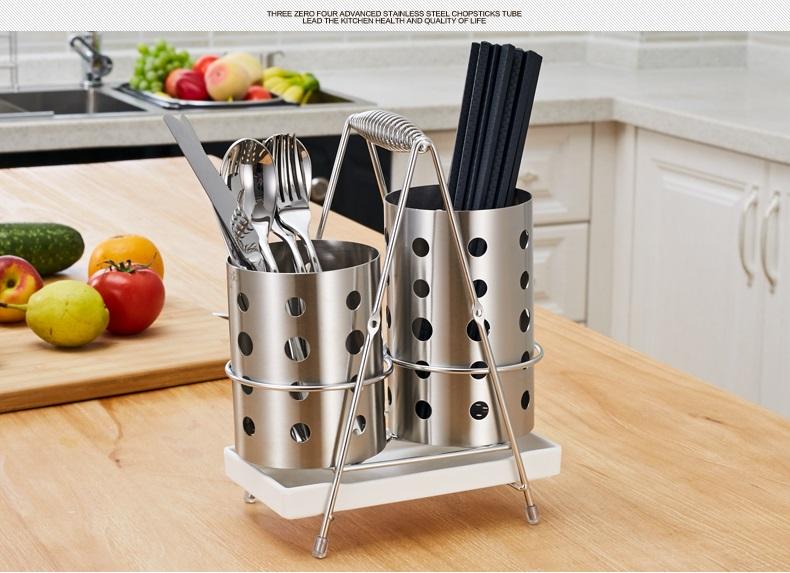 Bộ khay + 2 lọ đựng muỗng đũa inox 304 - Onlycook