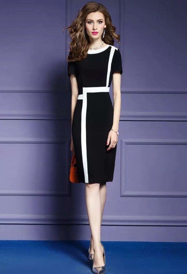 Đầm body phối màu sang trọng CS