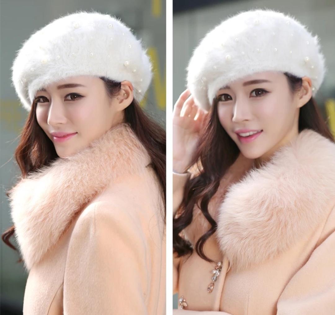[HCM]Mũ beret lông thỏ nữ thời trang Hàn Quốc