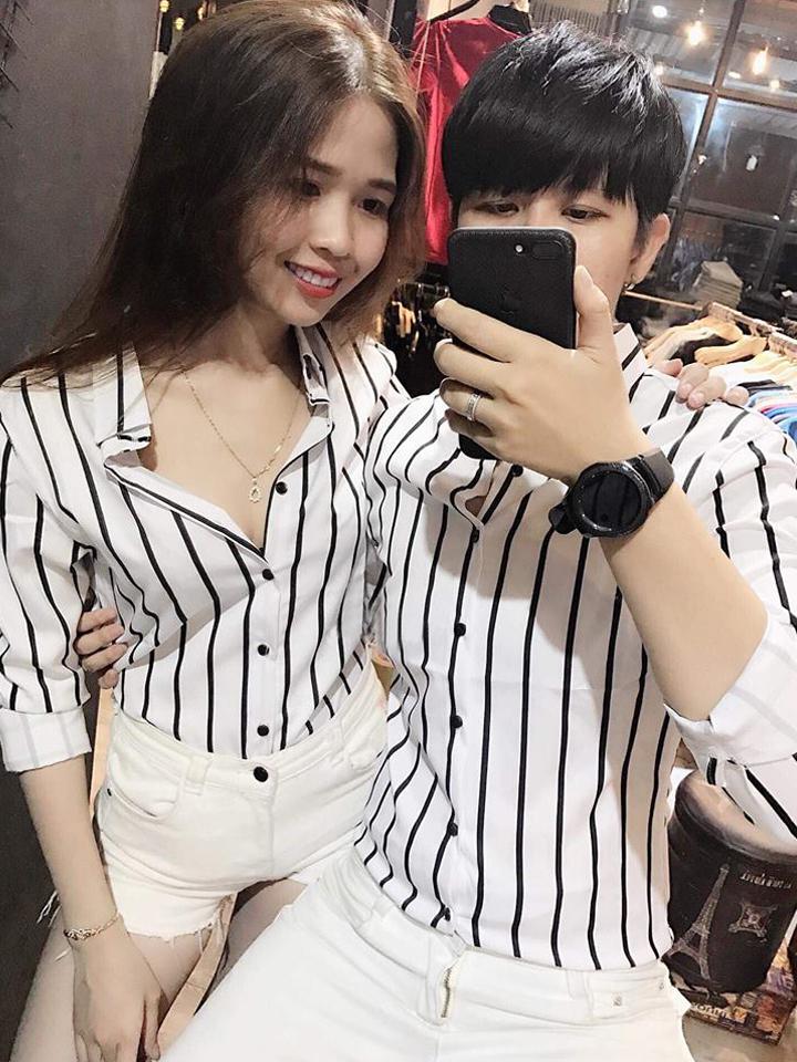 com bo 2 áo sơ mi kẻ sọc (Trắng, Đen)