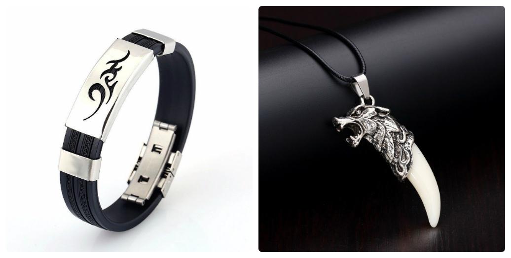 Combo 1 Dây chuyền đầu bạc nanh sói và 1 vòng tay titan phong cách trẻ trung, cá tính cho nam/nữ 