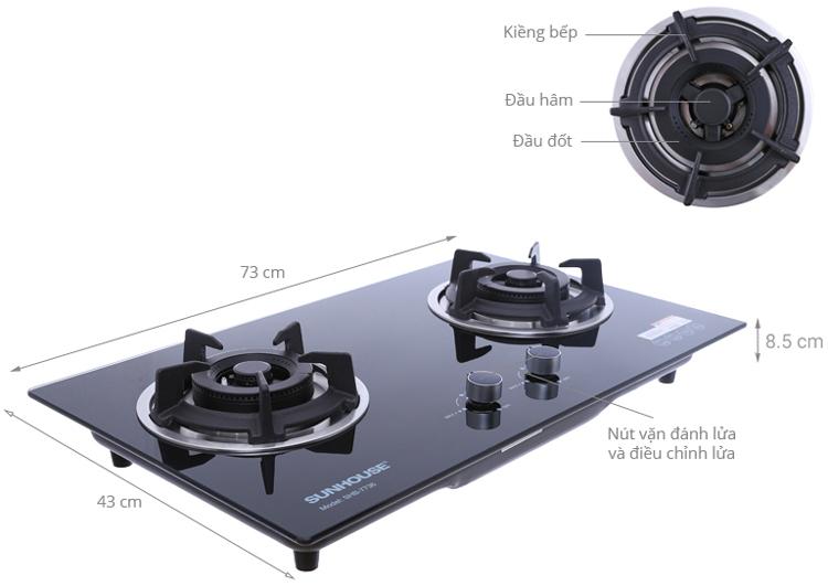 Bếp gas âm Sunhouse SHB7736(Đen)