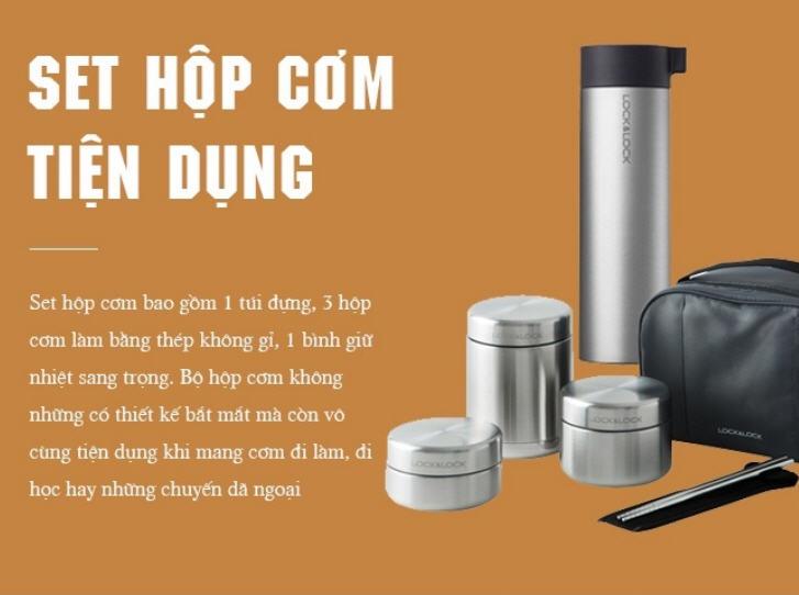 Bộ sản phẩm hộp cơm và bình giữ nhiệt Lock&Lock LHC8016S01