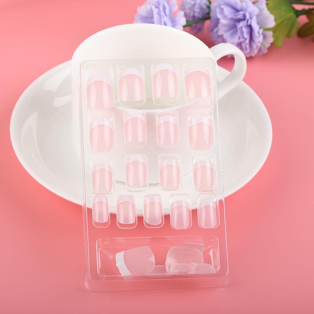 Bộ 24 móng tay giả viền trắng thời trang Pháp (kèm keo)