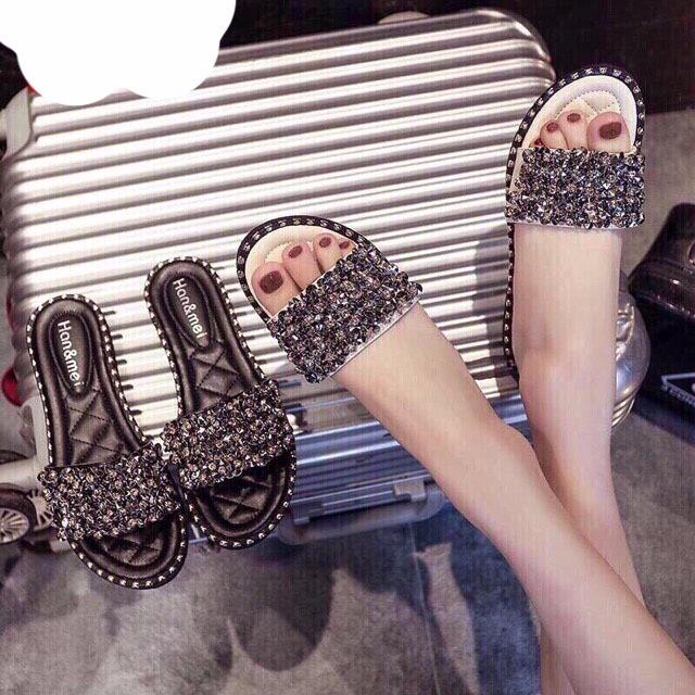 Dép nữ đính đá cao cấp (đen)