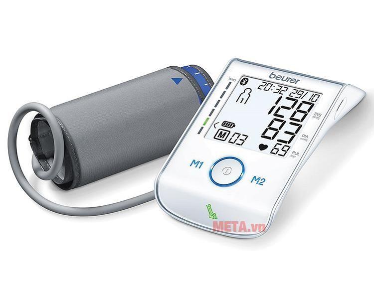 Máy đo huyết áp bắp tay Bluetooth Beurer BM85 ( trắng) - Hàng nhập khẩu