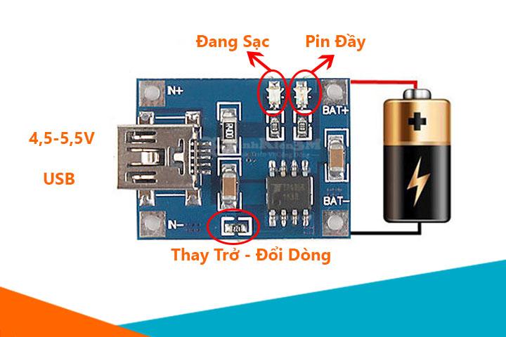 MODULE Sạc Pin TP4056 1A Micro V2 - IC Bảo Vệ Quá Dòng - Quá Áp