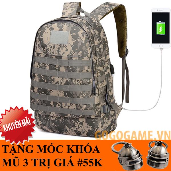 Balo 3 Pubg - Tặng Móc Khóa Mũ Level 3 Pubg (Màu ACU Size Tỷ Lệ Chuẩn)
