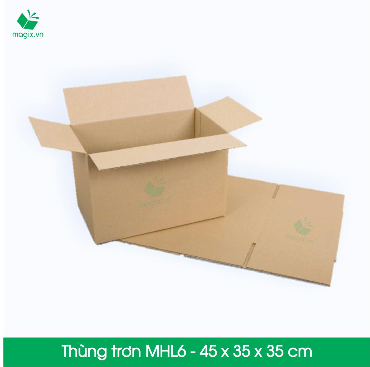 MHL6 - 45x35x35 cm - 10 Thùng hộp carton trơn chất liệu dày dặn, chắc chắn, giúp bảo vệ tốt các sản phẩm khi vận chuyển