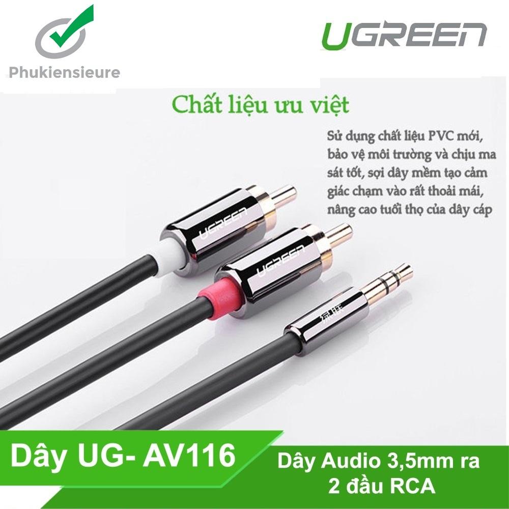 Cáp audio 3.5mm ra 2 đầu RCA 1.5M UGREEN UG-10583 ( cao cấp)