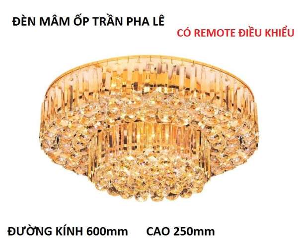 ĐÈN MÂM ỐP TRẦN PHA LÊ NC1035A đường kính 600mm cao 250mm