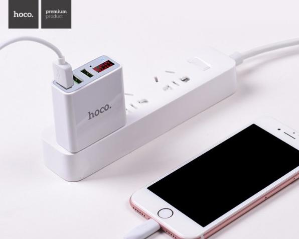 [HCM]CÓC SẠC 3 CỔNG USB HOCO C15 CÓ LED BÁO SẠC