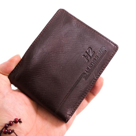 Bóp ví nam đứng da H2 leather (Nâu)