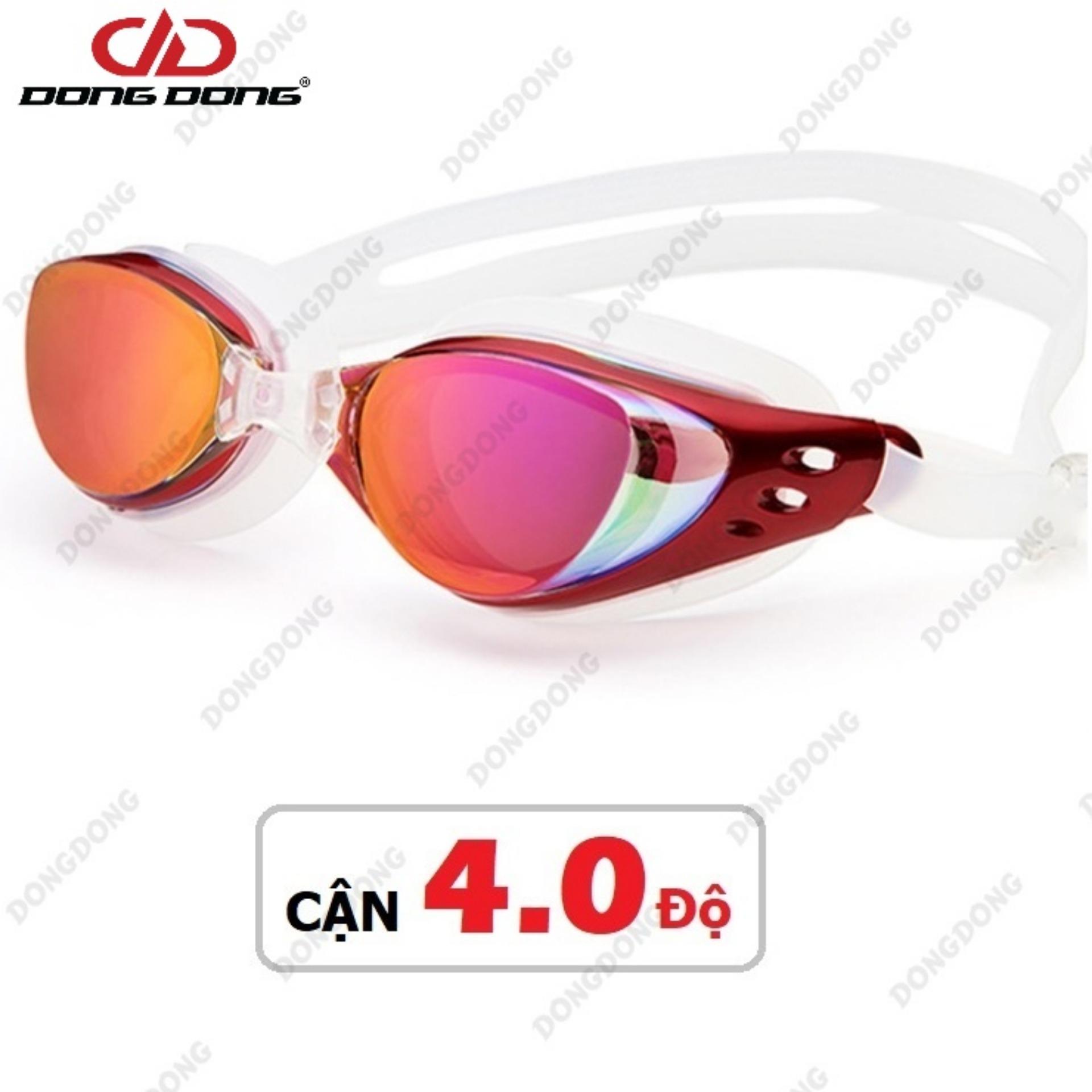 Kính bơi CẬN 4.0 độ, tráng GƯƠNG, chống UV, chống HẤP HƠI