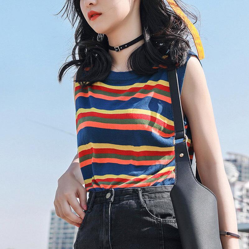 Áo len gilê cầu vồng