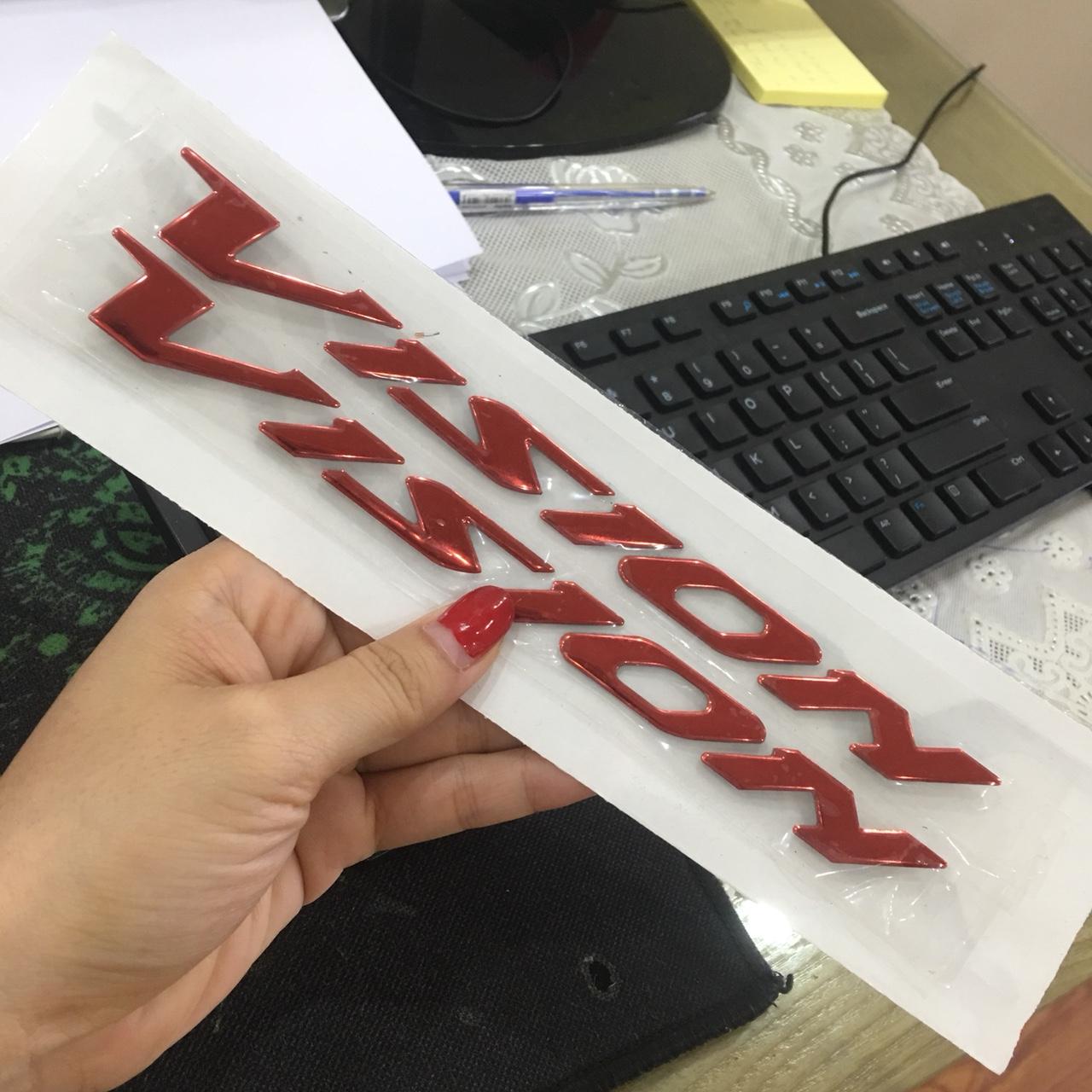 KHÔNG THỂ TIN NỔI - Trọn bộ tem nổi VISION 2016 màu ĐỎ trang trí xe máy như mới  M140-01