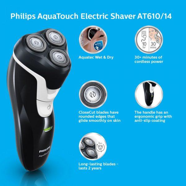 Máy cạo râu Philips AT610 (Đen) - Bảo hành 24 tháng