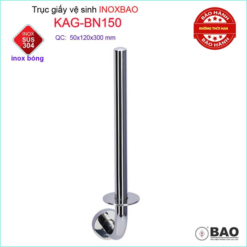 Trục để giấy vệ sinh Inox Bảo KAG-BN150, kệ móc giấy toilet thiết kế hiện đại SUS304 gọn gàng sang trọng