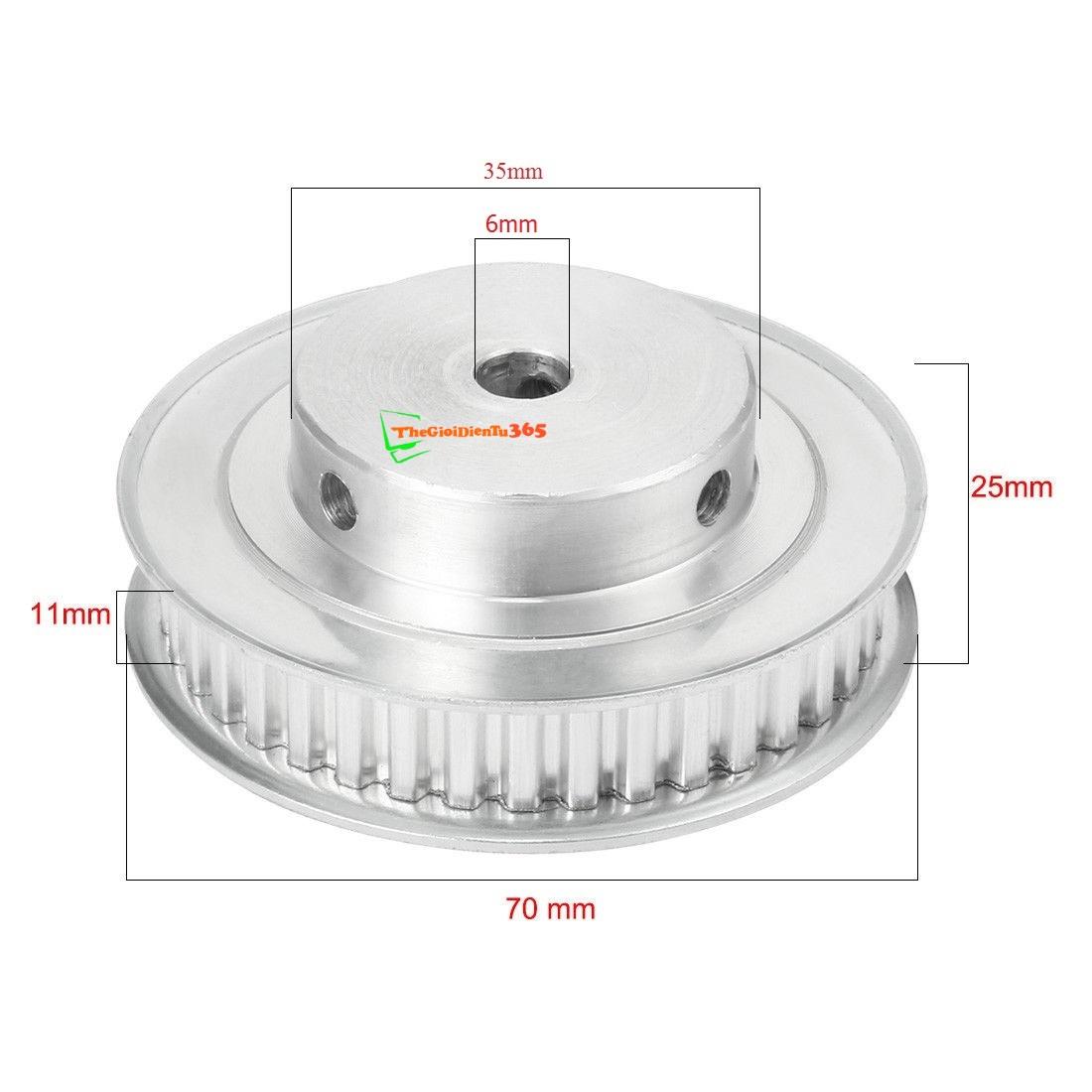 Pulley bánh răng nhôm xl40 -40 răng-trục 6mm