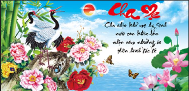 Tranh đính đá cha mẹ hạc mẫu đơn sen trúc abc lavender lv142