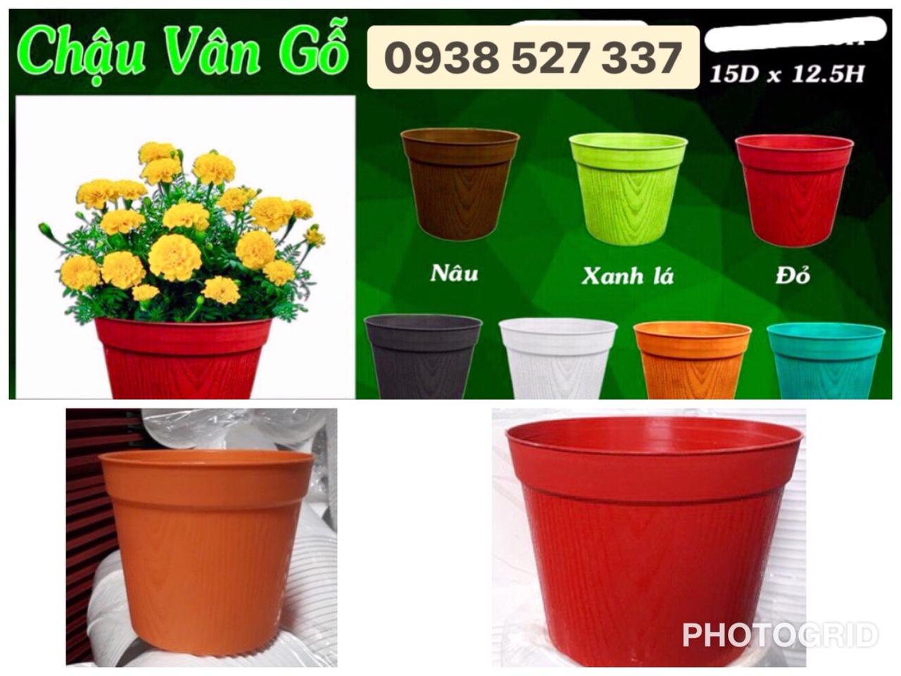 Combo 10 Chậu hoa chậu nhựa vân gỗ đường kính15cm cao 12.5cm nhựa cao cấp giá rẻ