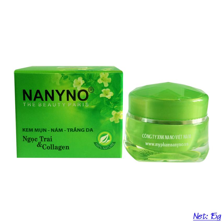 Kem Mụn - Nám - Trắng da dưỡng chất Ngọc trai và Collagen NANYNO 15g