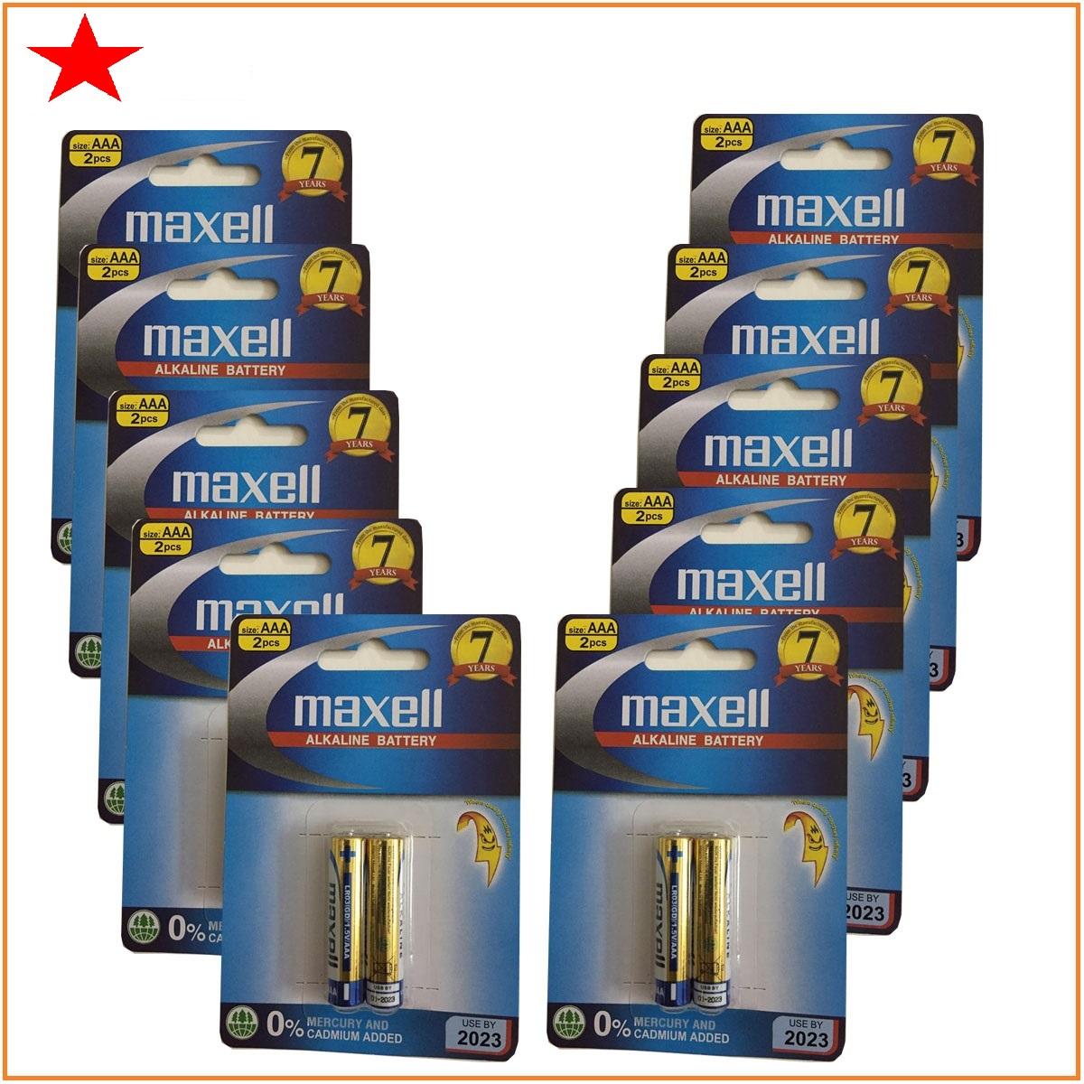 Combo 2 vỉ pin AAA Maxell Alkaline, pin đũa Maxell (1 vỉ 2 viên)