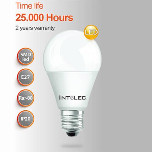 Bộ 10 bóng đèn Led Búp INTELEC 9W Ánh Sáng Trắng (6500K)