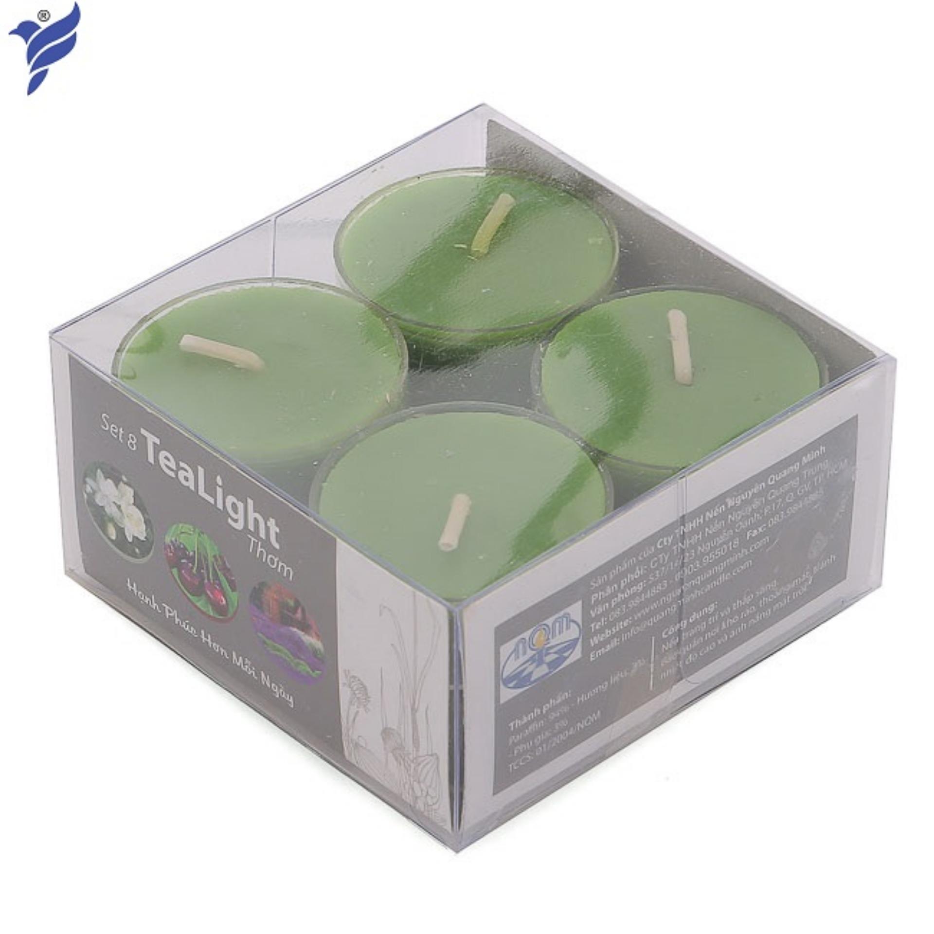 Bộ 6 hộp nến tealight thơm đế nhựa (8 nến/hộp) NQM FtraMart (Xanh lá)