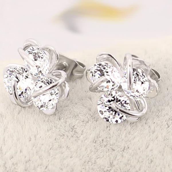 Bông tai inox nữ 3 viên xoay