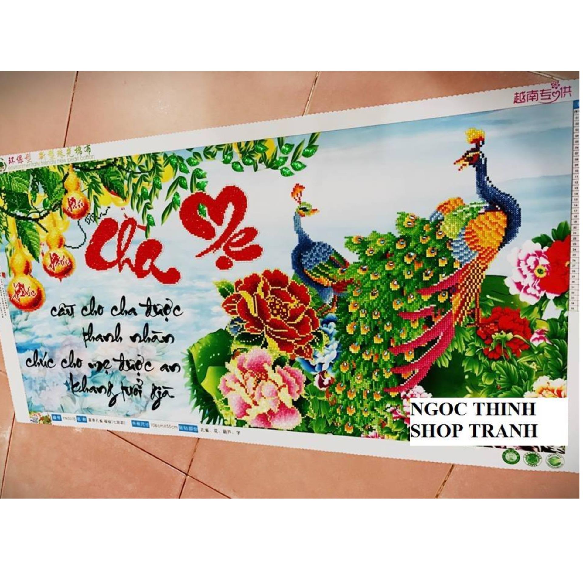 Tranh thêu 3d Cha mẹ-X8036-KT:90X48Cm (Chưa thêu))