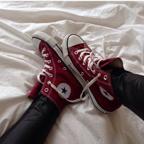 Giày Vải Sneaker CV Classic Cổ Cao Đỏ Đô Nữ