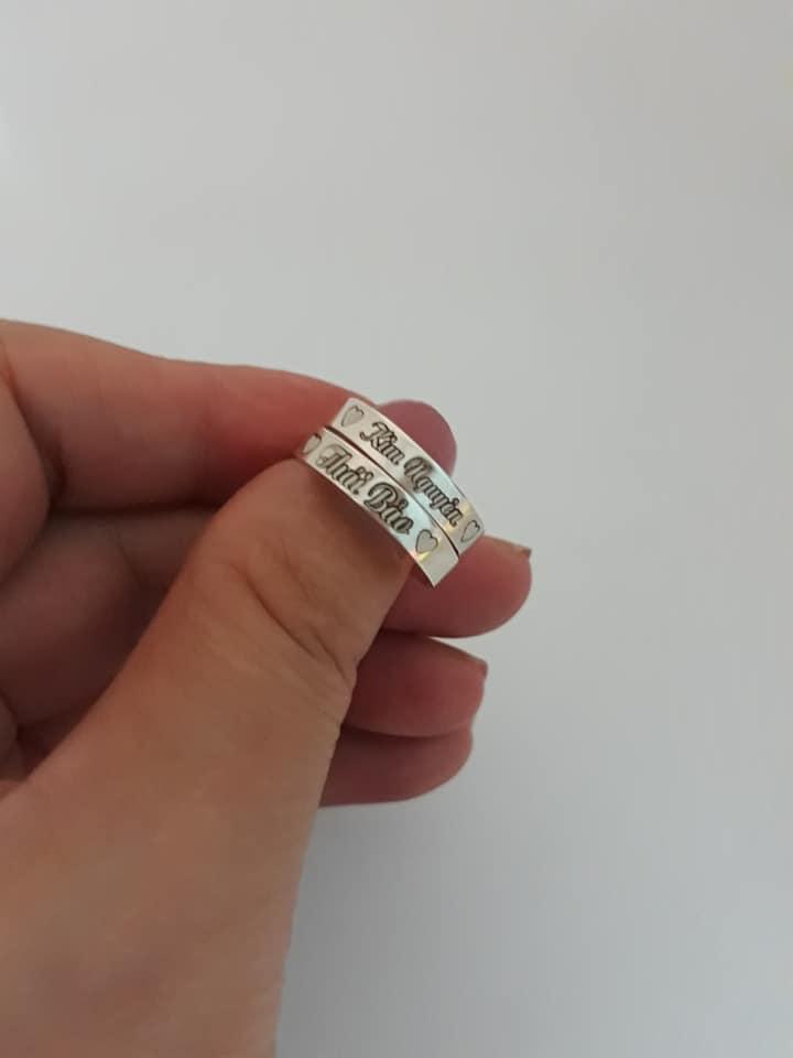 Nhẫn đôi bạc khắc tên theo yêu cầu ( Hàng làm theo tên và size của khách)