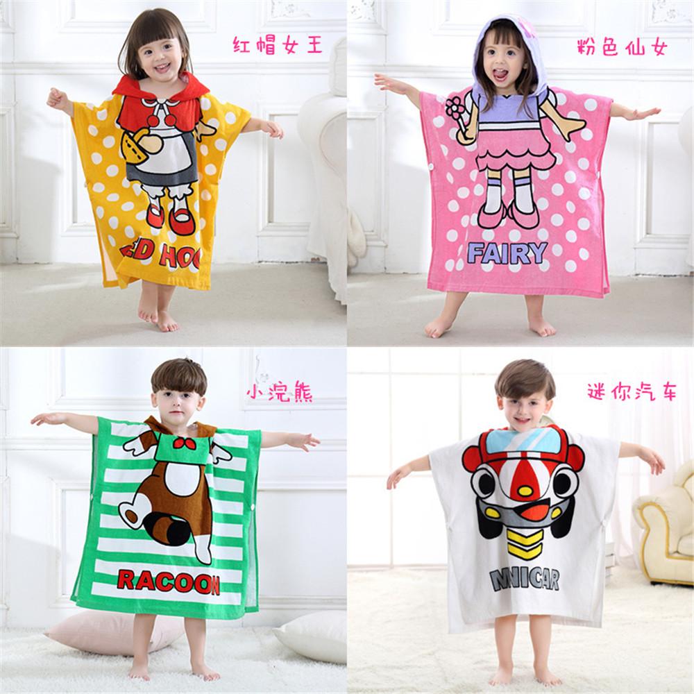 Trẻ Em, Khăn Tắm Trẻ Em 100% Cotton Siêu Hút Nước Mềm Mại Hoạt Hình Áo Choàng Tắm Tắm Dành Riêng Cho Bé Gái Có Mũ Măng Tô