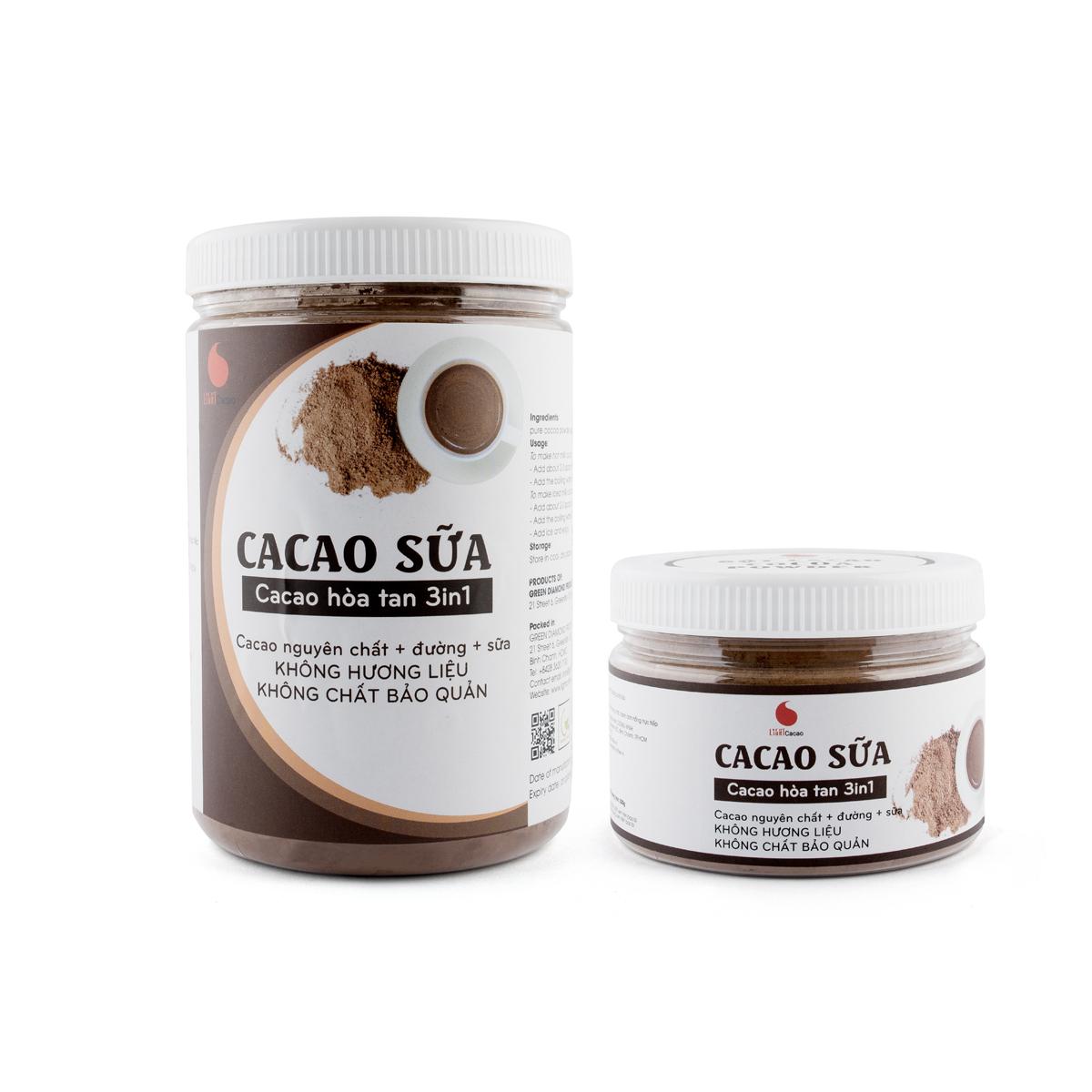 Combo 2 hũ bột cacao sữa 3in1 GreenD Food - 550gr