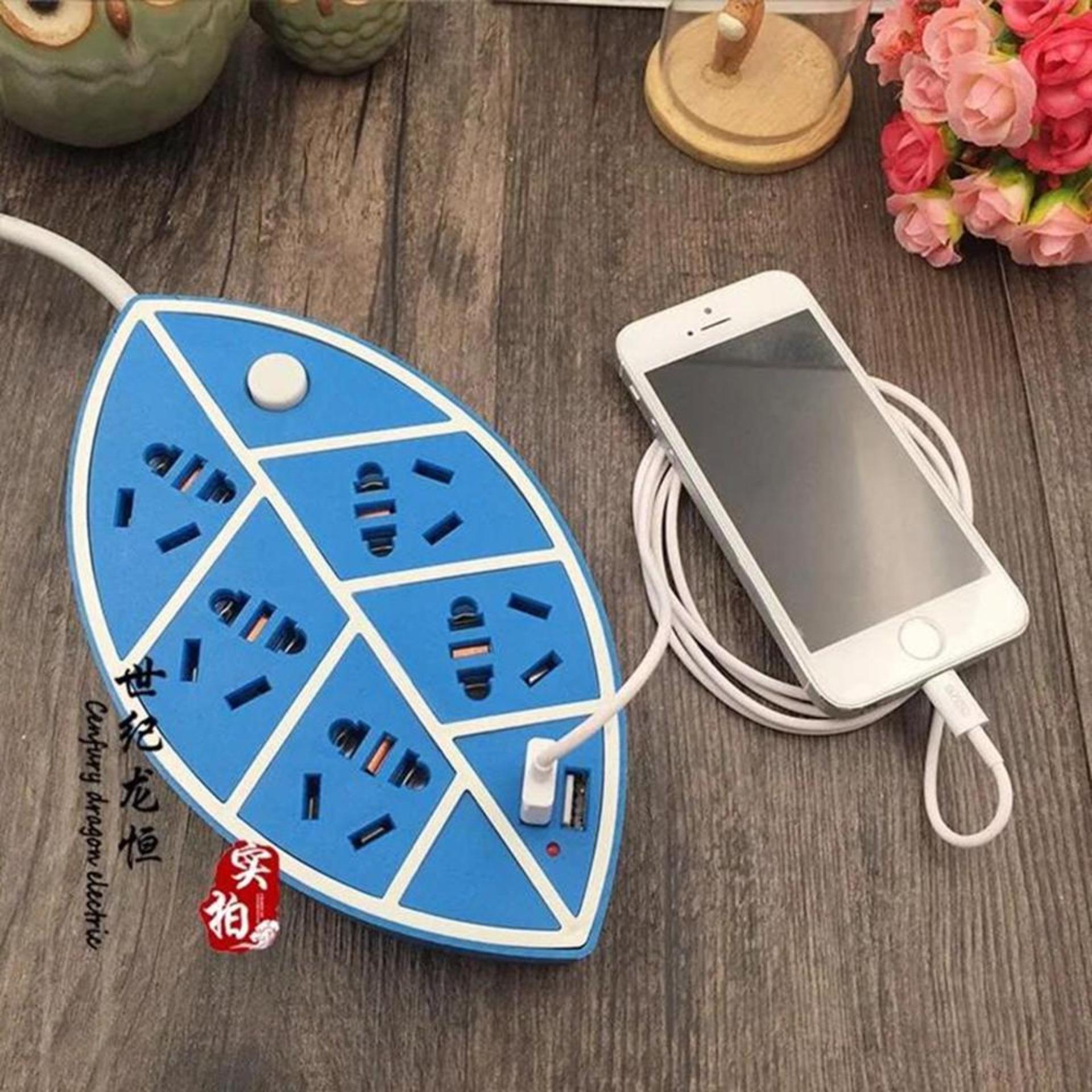 Ổ cắm điện hình Lá, có cổng USB: 1,5m 5 trấu