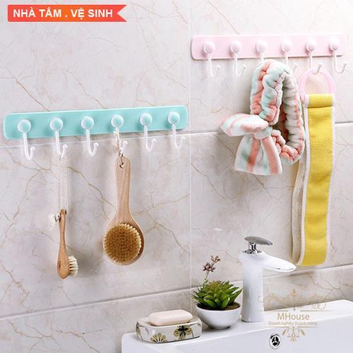 [HCM]Thanh treo 6 móc dán tường siêu chắc (nhiều màu)