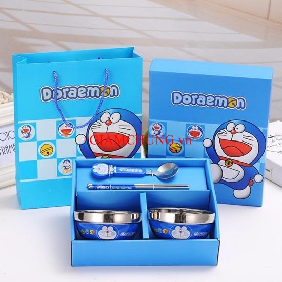 Bộ bát ăm dặm inox kitty doremon