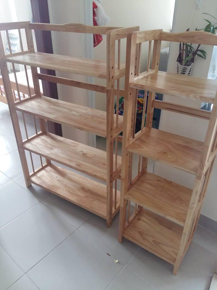 KỆ SÁCH 4 TẦNG NGANG 80CM  MÀU TỰ NHIÊN