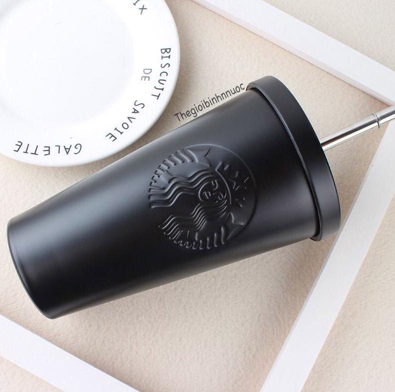 [HCM]Ly Cold Cup Giữ Nhiệt Starbucks Xanh Dương Hồng Đen Kèm Ống Hút B287