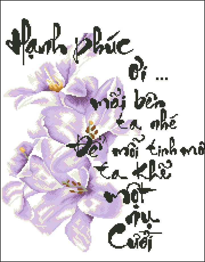 Tranh Thêu Chữ Thập Hạnh Phúc ơi